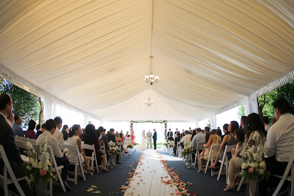 ceremony tenting - real wedding photo by Seattle photographers GH Kim Photography